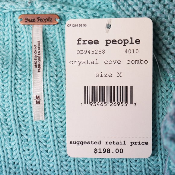 NWT Free People Come Together Cardigan Longline Sweater Ombre Crystal Cove M - Picture 7 of 14
